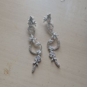 Floral, faux diamond dangle earrings